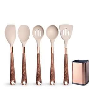 Kit Utensílios de Cozinha Luxo - Rose Gold e Cinza