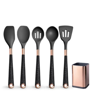 Kit Utensílios de Cozinha Luxo - Rose Gold e Preto