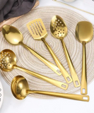 Conjunto de Utensílios Cozinha Dourado 6 peças